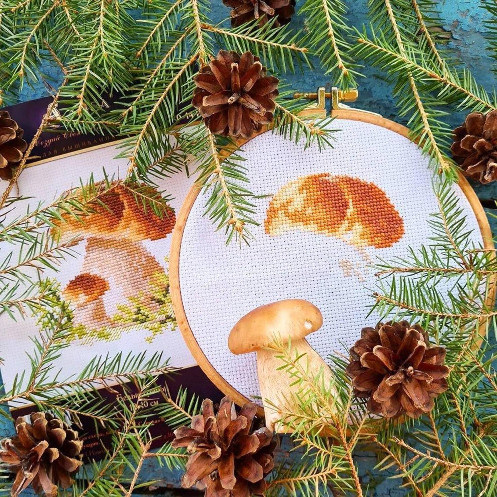 Alisa White Mushrooms Cross Stitch Kit